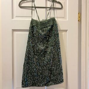 Free People Olive Green Sequin Dress
